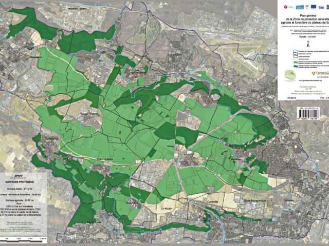 Carte montrant les limites de la Zone de Protection des espaces Naturels Agricoles et Forestiers